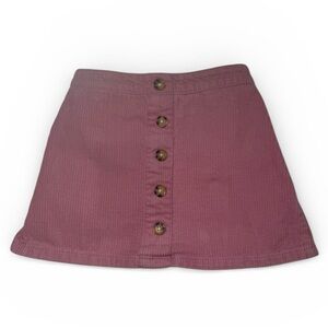 Girls Pink Ribbed Skirt Button Front Elastic Waist Size 5–6Y